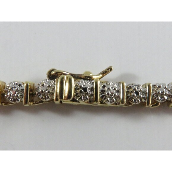 18" TL Sterling Silver Box Link Gilded Gold & Etched Metal Necklace Heavy - Picture 8 of 15